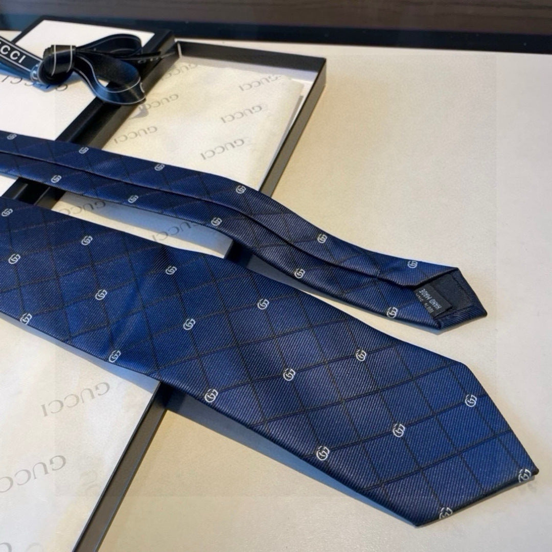 Gucci Style Men's Geometric Jacquard Silk Tie