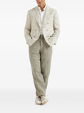 Brunello Cucinelli virgin wool, silk and linen Prince of Wales one-and-a-half breasted deconstructed blazer with metal buttons
