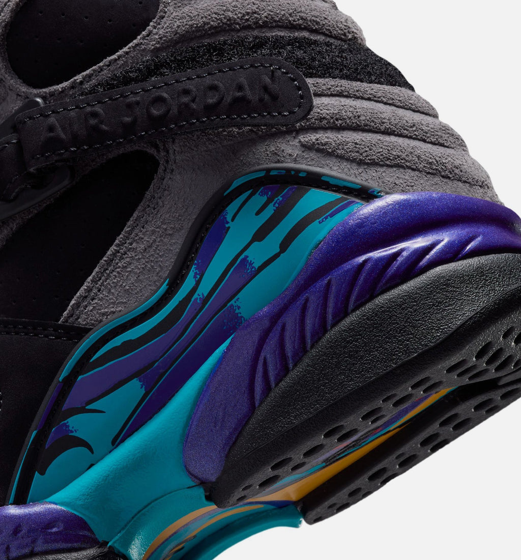Air Jordan 8 Retro Aqua Grade School Lifestyle Shoes - Black/Multi Color/Bright Concord/Multi Color