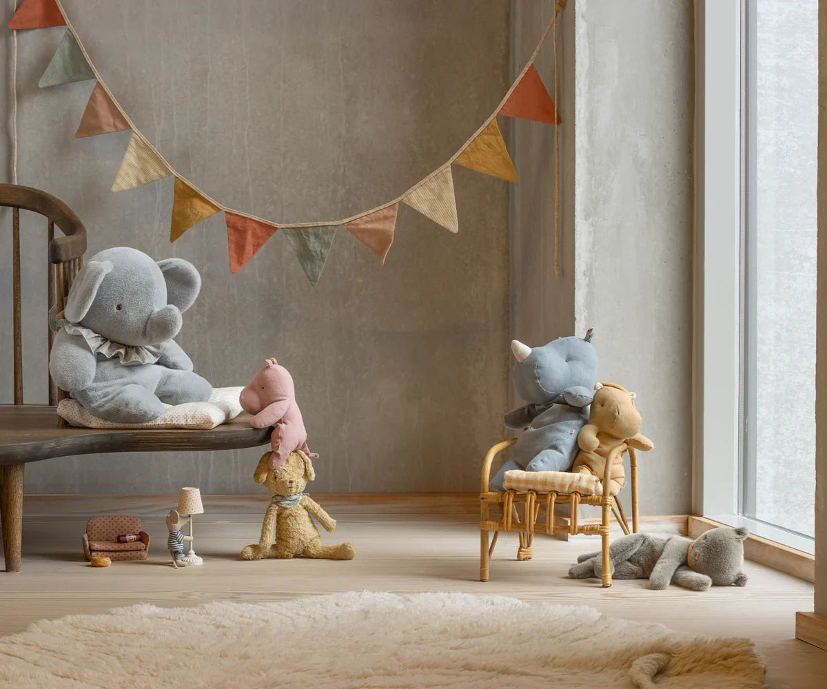 Elephant plush, Big - Blue/grey