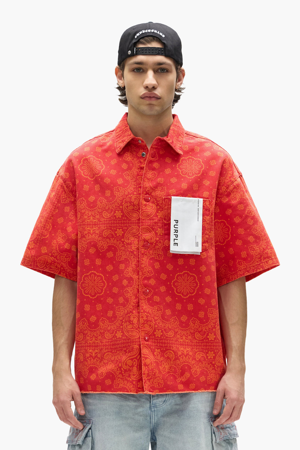 P035 Bandana Print Short Sleeve Shirt