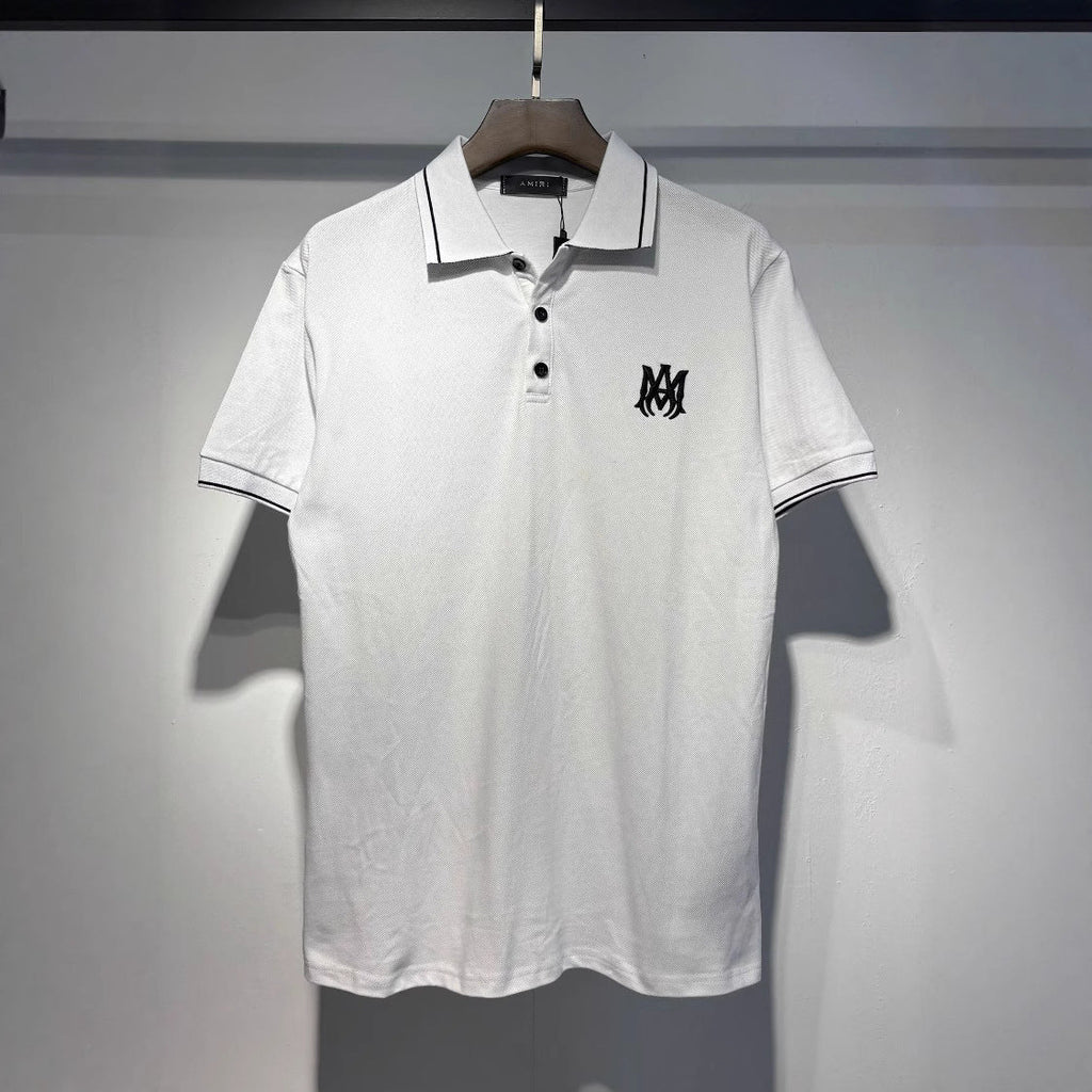 Amiri Embroidered Letter Loose Short Sleeve Polo Shirt Unisex