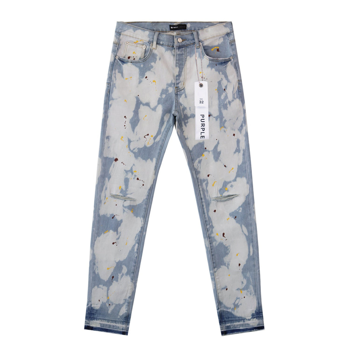 Purple Brand Splash Paint Ripped Skinny Denim Jeans Unisex