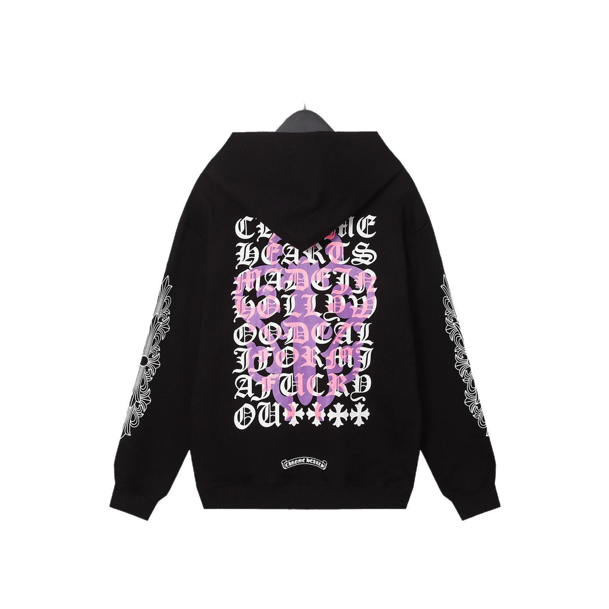 Chrome Hearts Multi‑Cross Sanskrit Graphic Oversized Hoodie Streetwear