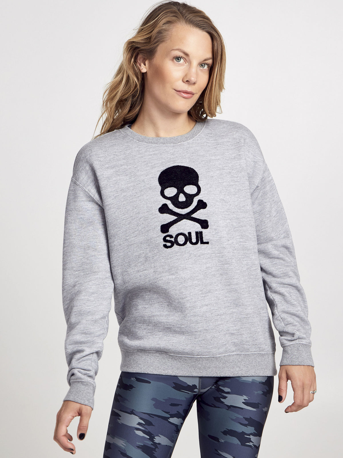 Flocked Skull Sweatshirt