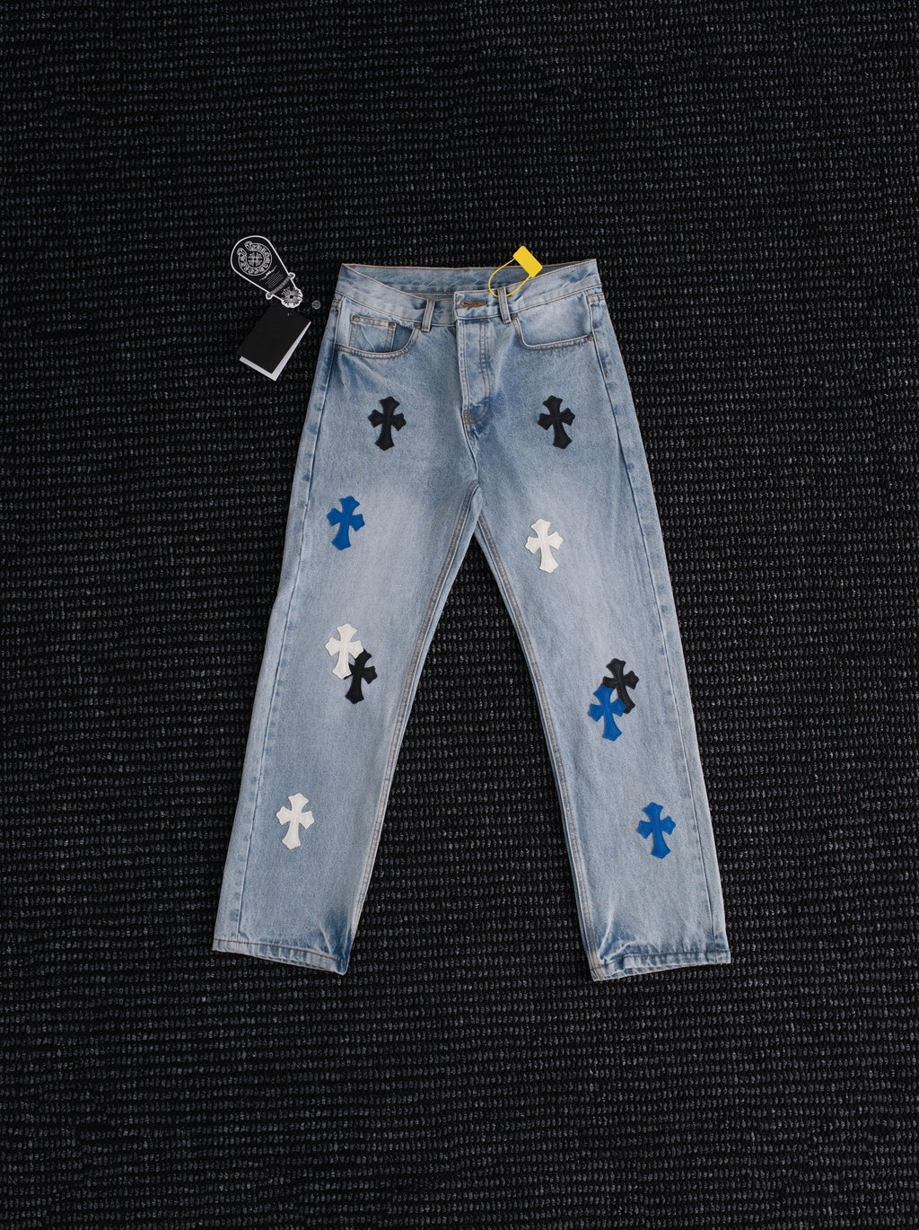 Chrome Hearts Cross Patch Light Blue Denim Jeans