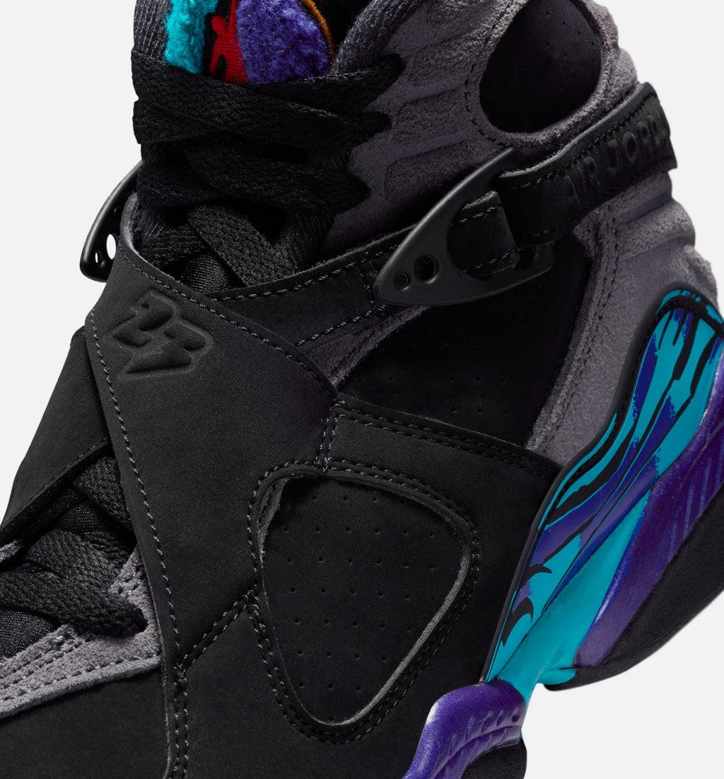 Air Jordan 8 Retro Aqua Grade School Lifestyle Shoes - Black/Multi Color/Bright Concord/Multi Color