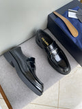 Prada Men's Black Glossy Plaque Loafers