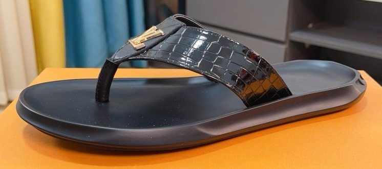 Louis Vuitton Men's Crocodile-Embossed Thong Sandals