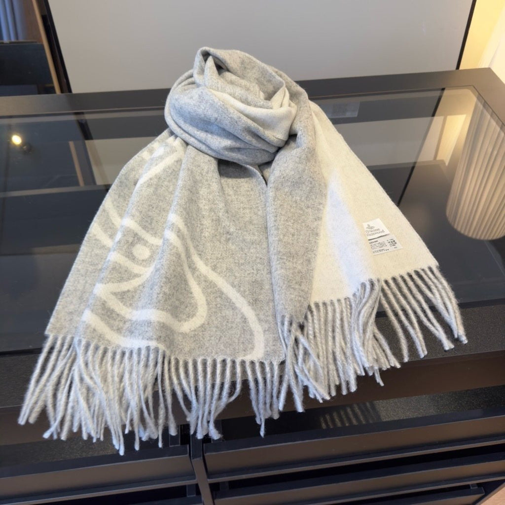 Vivienne Westwood Orb Motif Fringed Scarf