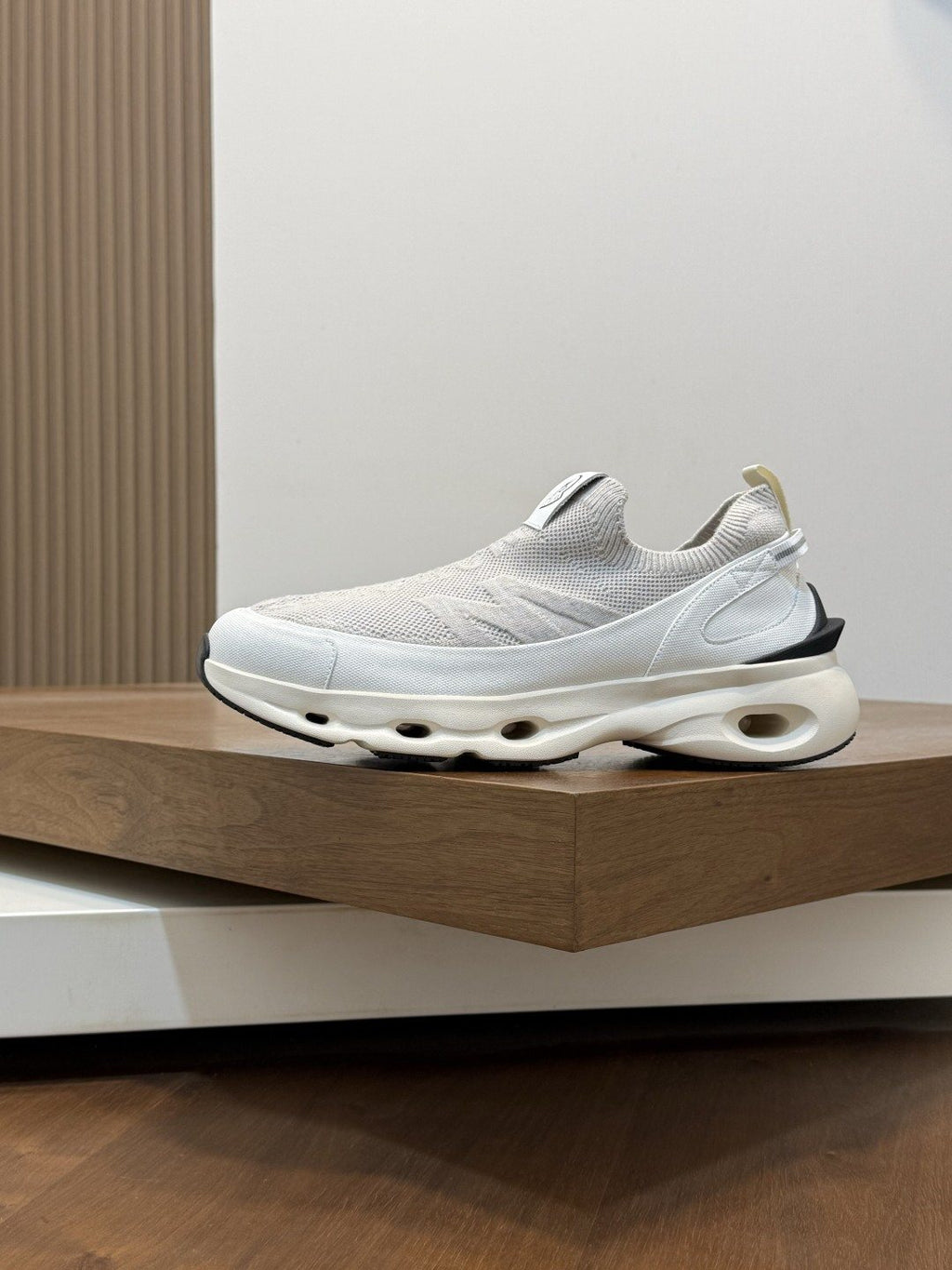 Moncler Men's Off-White Slip-On Sneakers