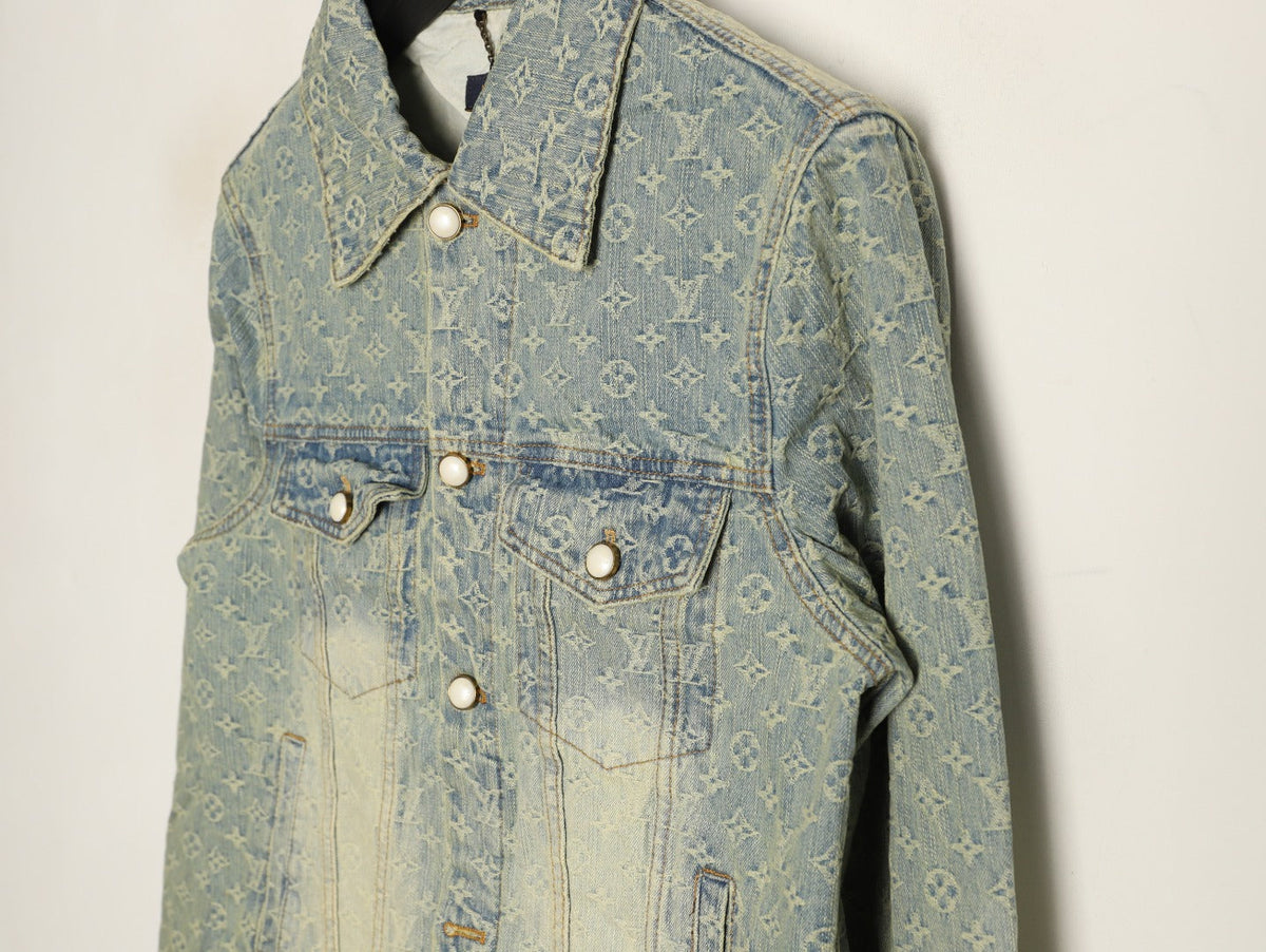 Louis Vuitton Monogram-Style Faded Denim Jacket - Gray